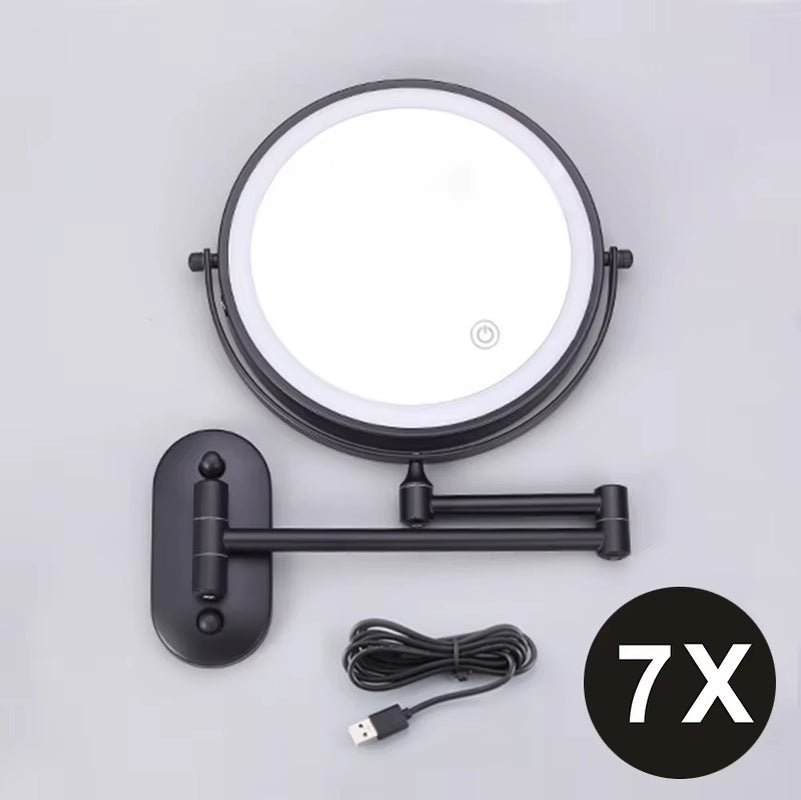 8 Inch Makeup Mirror Chrome 3X/5X/7X/10X Magnifying Double Side USB Charging Bathroom 3 Color Light Smart Cosmetic Mirrors
