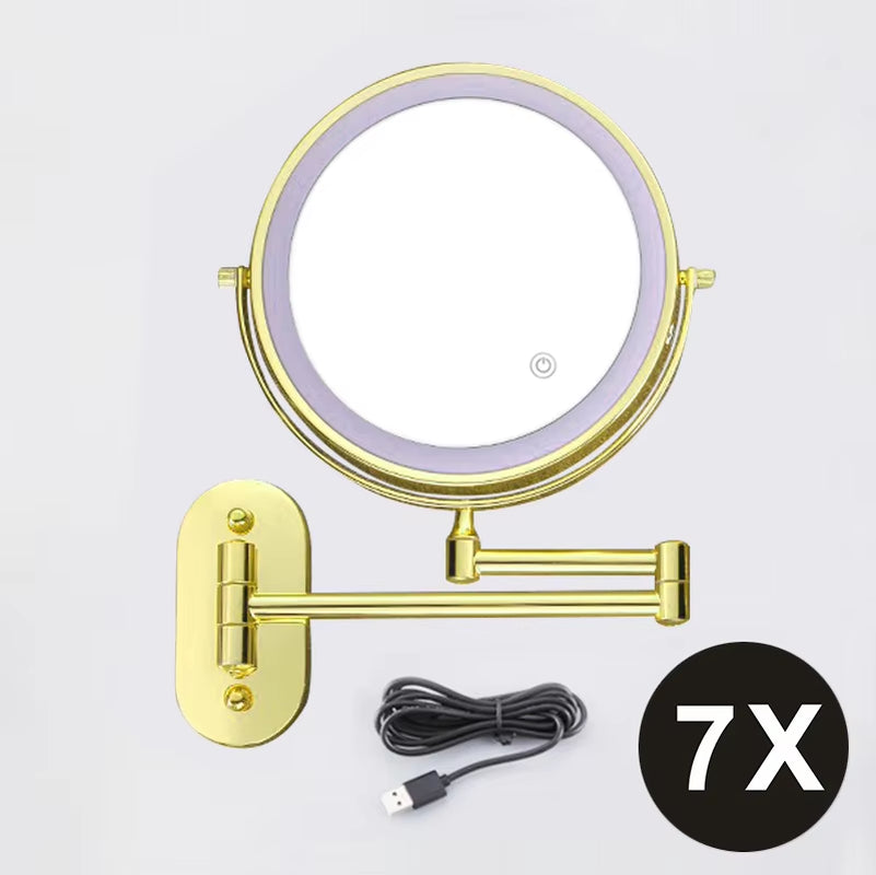 8 Inch Makeup Mirror Chrome 3X/5X/7X/10X Magnifying Double Side USB Charging Bathroom 3 Color Light Smart Cosmetic Mirrors