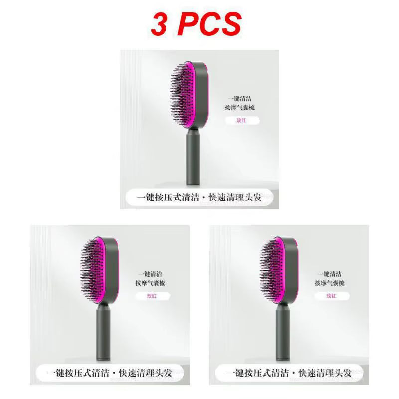 Self Cleaning Hair Brush for Women One-Key Cleaning Hair Loss Airbag Massage Scalp Comb Anti-Static Hairbrush Dropshipping