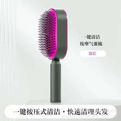 Self Cleaning Hair Brush for Women One-Key Cleaning Hair Loss Airbag Massage Scalp Comb Anti-Static Hairbrush Dropshipping